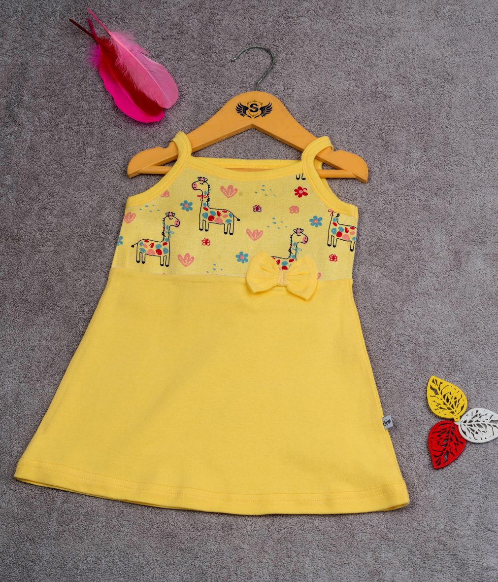 Yellow singlet dress for baby girls
